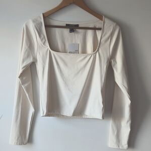 Forever 21 Square Neck Top Sculpt Shape Ivory Cream Large NWT